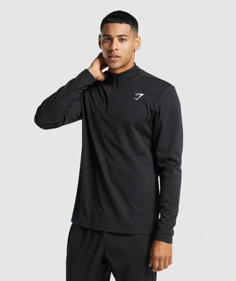 Men\'s Gymshark Arrival 1/4 Zip Sweatshirts Black | NZ 8IJBOT